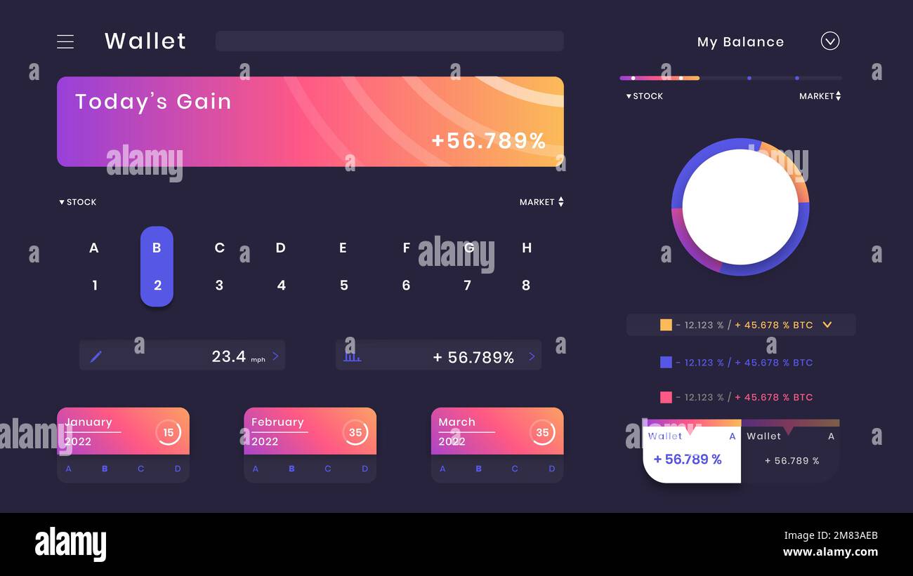 Vettore di applicazione di portafoglio di stock personale Illustrazione Vettoriale