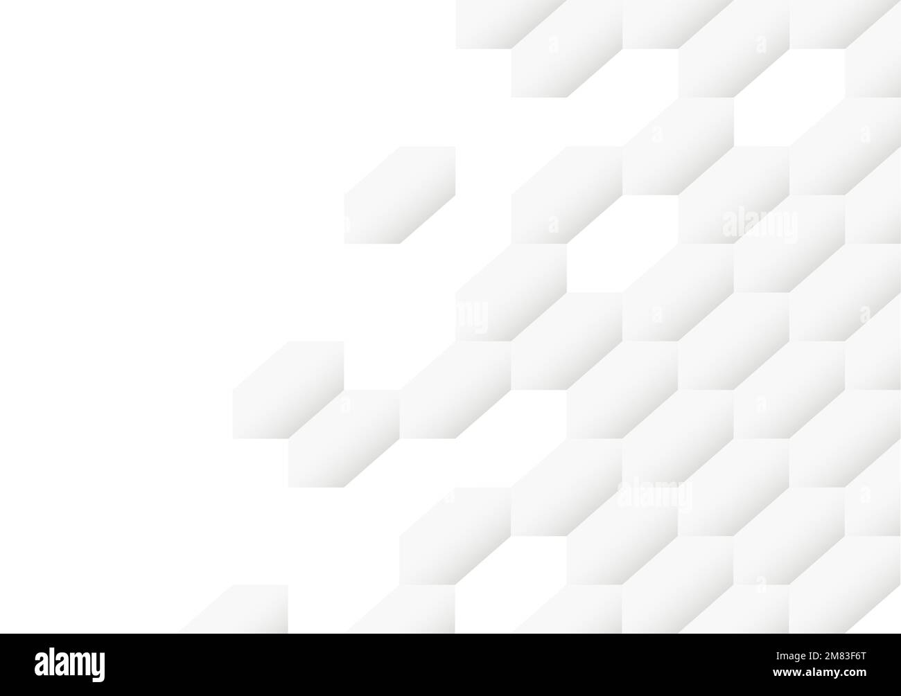 Forma a nido d'ape sfondo bianco hanno spazio copia, poligono sfondo bianco, luce e ombra su sfondo bianco carta, goffrato Hexagon Foto Stock