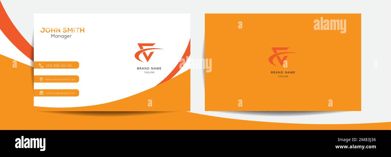 Modello di disegno del biglietto da visita. Biglietto da visita a due lati in stile moderno e pulito. Illustrazione vettoriale pronta per la stampa Illustrazione Vettoriale