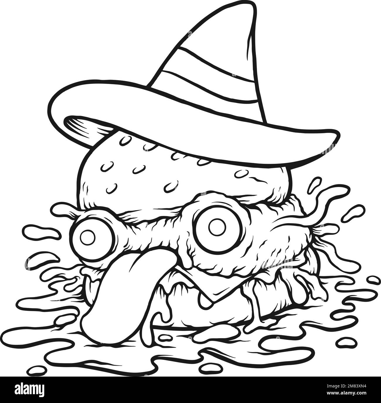 Spicy burger pirati mexico Hat logo silhouette vettoriale illustrazioni per il tuo logo di lavoro, t-shirt merchandise, adesivi e disegni di etichette, poster Illustrazione Vettoriale