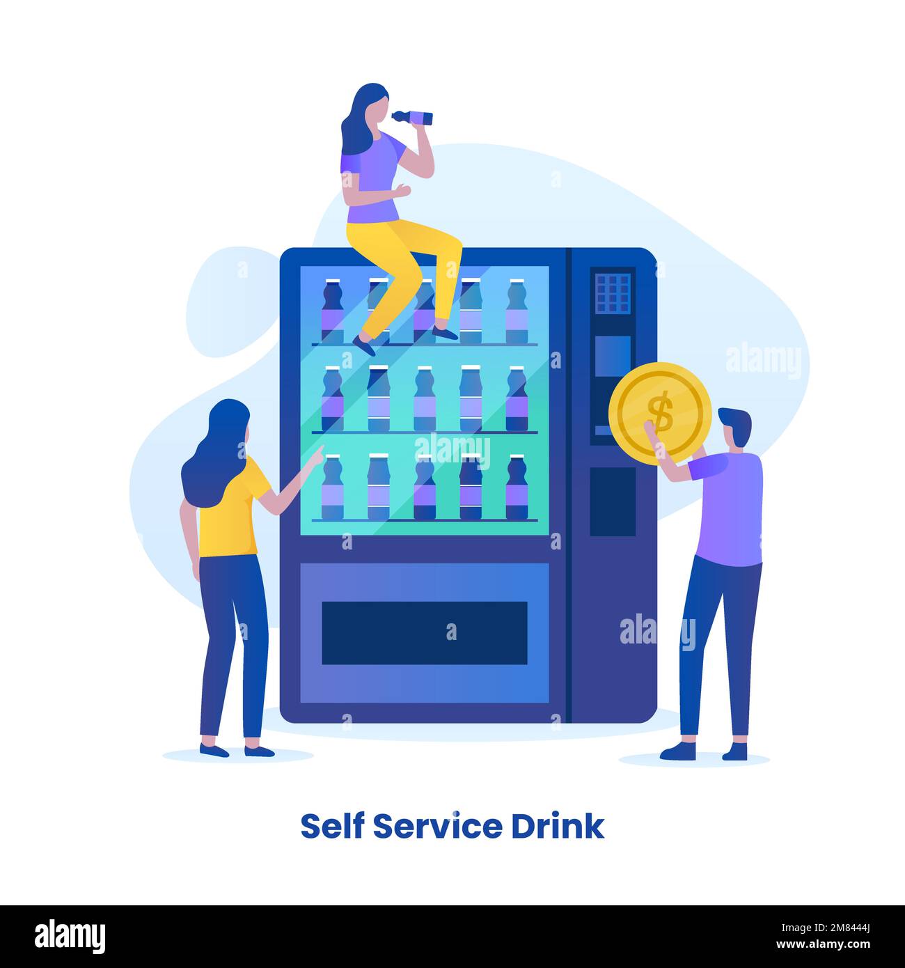 Landing page dell'illustrazione del servizio bevande self-ording. illustrazioni per siti web, landing page, applicazioni mobili, poster e banner. Illustrazione Vettoriale