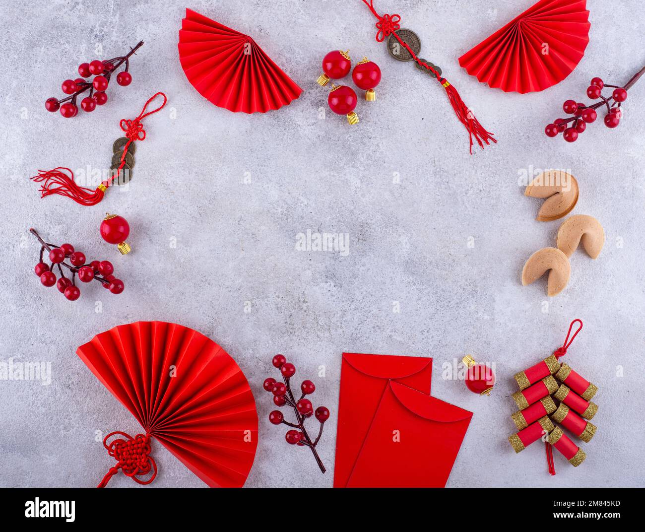 Concetto Cinese di Capodanno con decor rosso. Foto Stock
