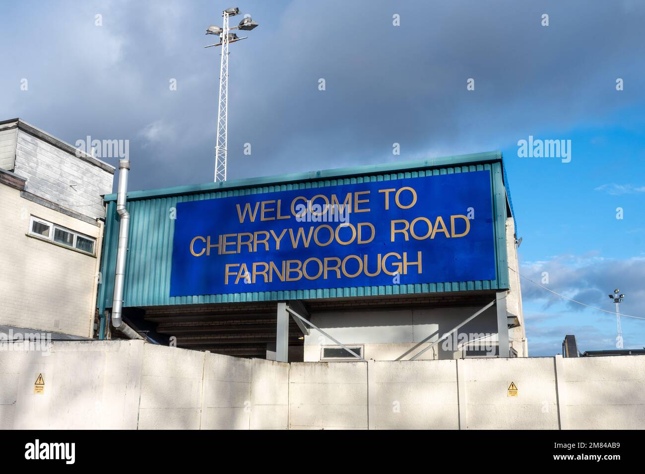 Farnborough Football Club, Cherrywood Road, Farnborough, Hampshire, Inghilterra, REGNO UNITO Foto Stock
