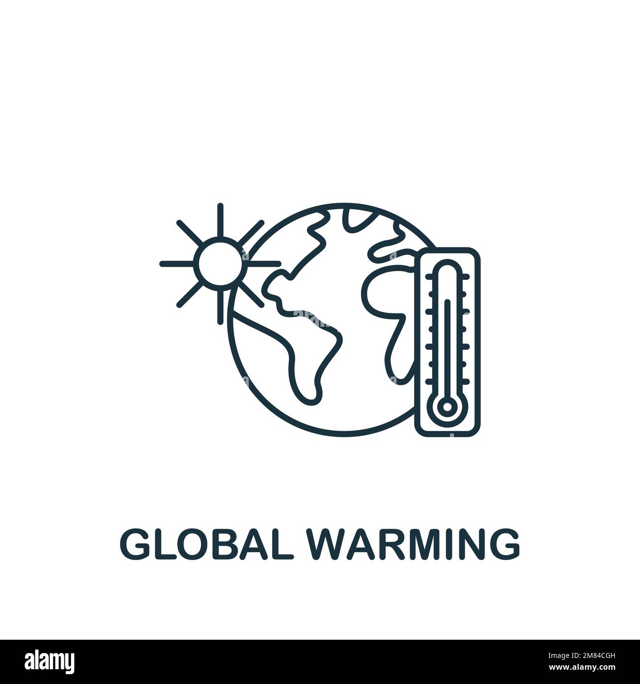 Icona riscaldamento globale. Icona monocromatica Simple Sustainability per modelli, web design e infografiche Illustrazione Vettoriale