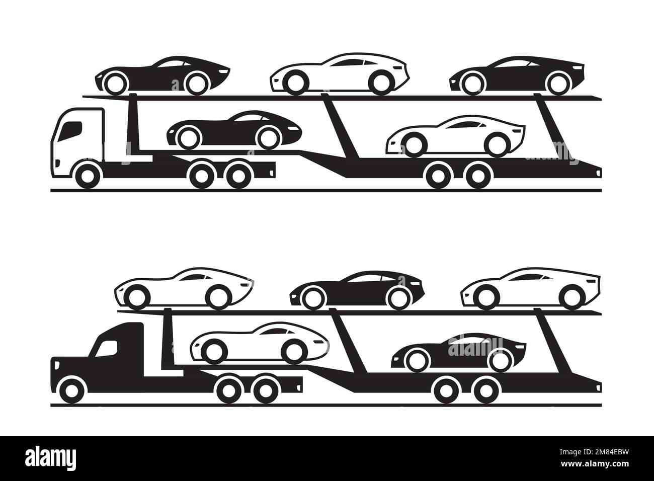 Autotrasportatori con veicoli sportivi - illustrazione vettoriale Illustrazione Vettoriale