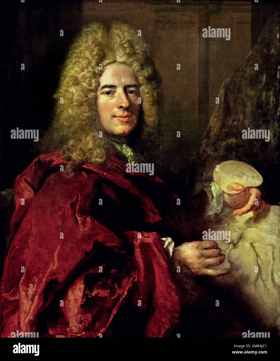 RITRATTO DI JACQUES-ANTOINE ARLAUD (1668-1743) COPIANDO il LEDA DI MICHELANGELO 1714 di Nicolas de Largillière 1656 – 1746 pittore francese, nato a Parigi, Francia, Foto Stock