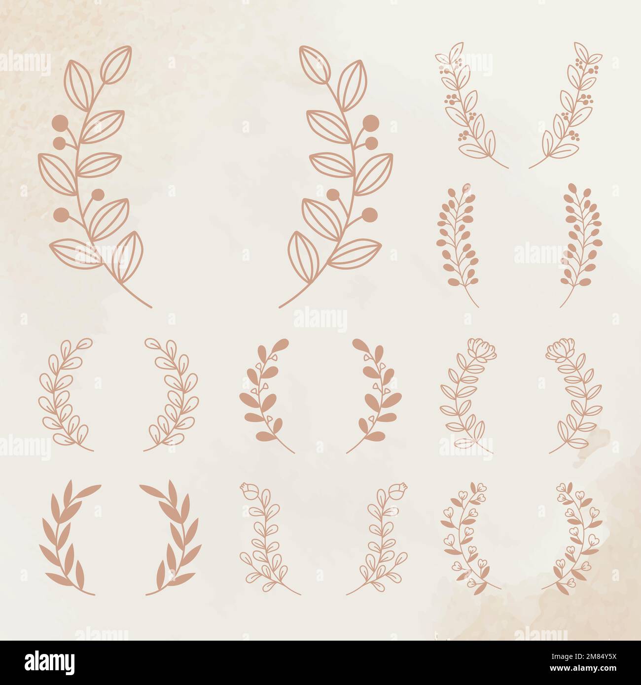 Set wreath vettoriale oro rosa floreale vintage stile Illustrazione Vettoriale