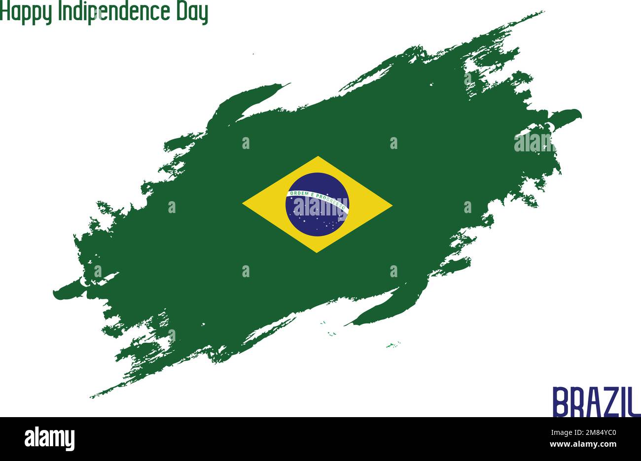 Brazil National Flag Grunge Brush Stroke Vecctor Design Flag del Brasile Illustrazione Vettoriale