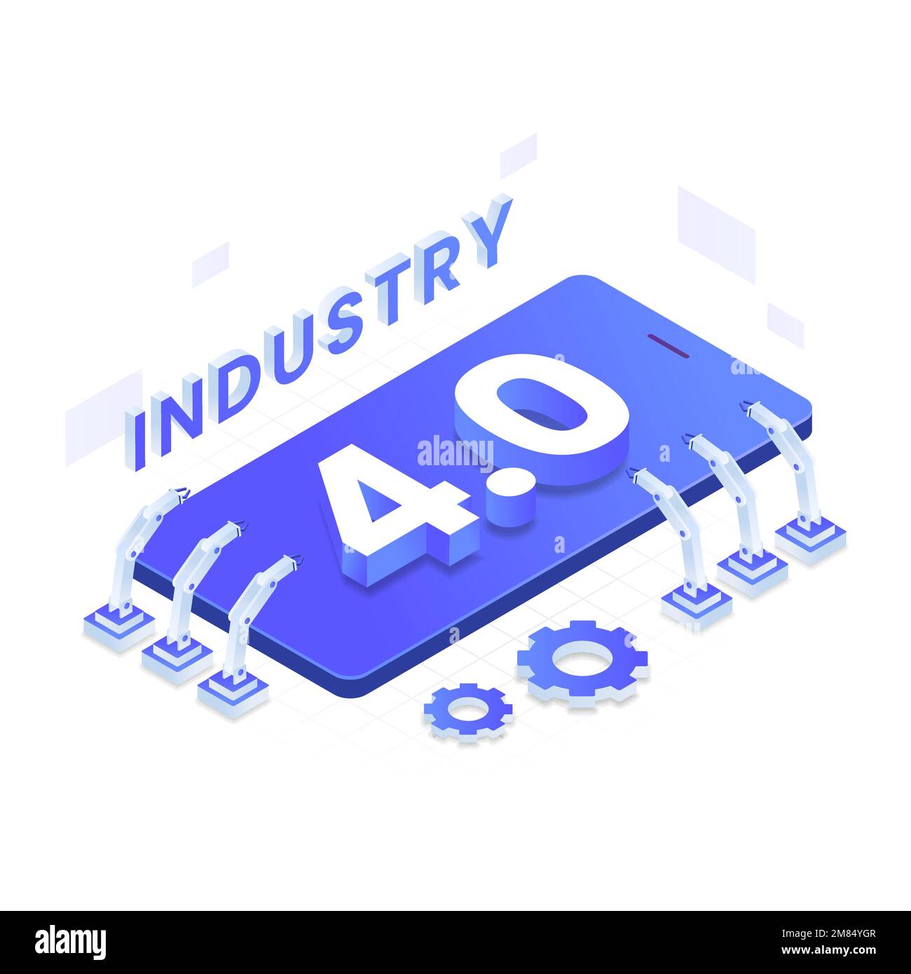 Concetto di illustrazione isometrica vettoriale Industry 4,0. Illustrazione per siti Web, landing page, applicazioni mobili, poster e banner. Illustrazione Vettoriale