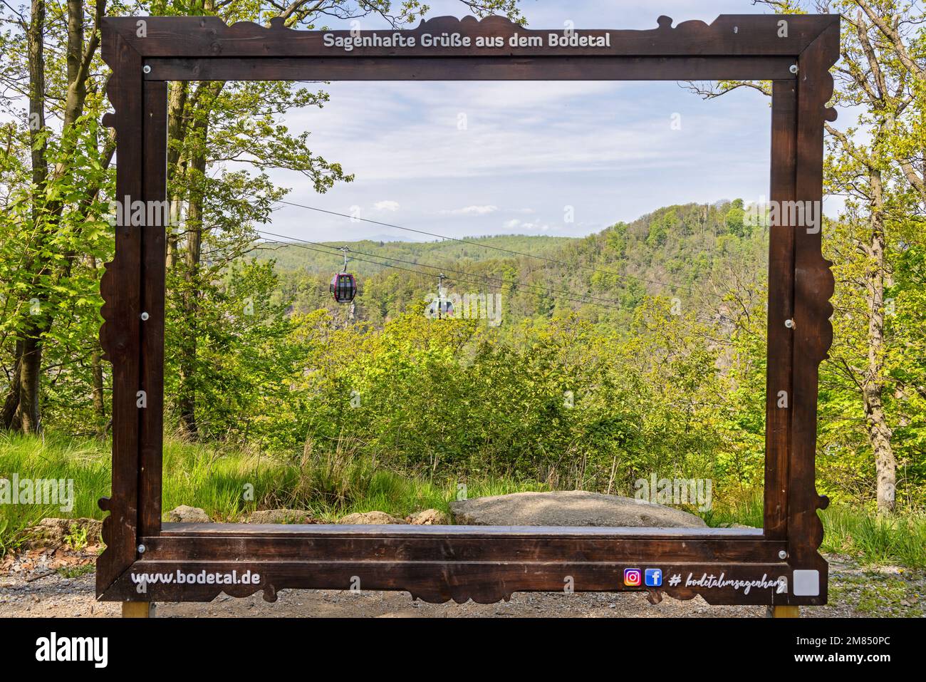 Blick durch den Bilderahmen in das Bodetal Foto Stock