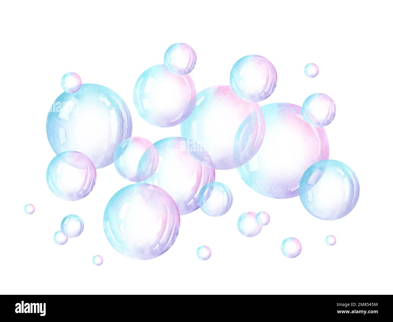 diverse bolle di sapone unite insieme in multicolore. Foto Stock