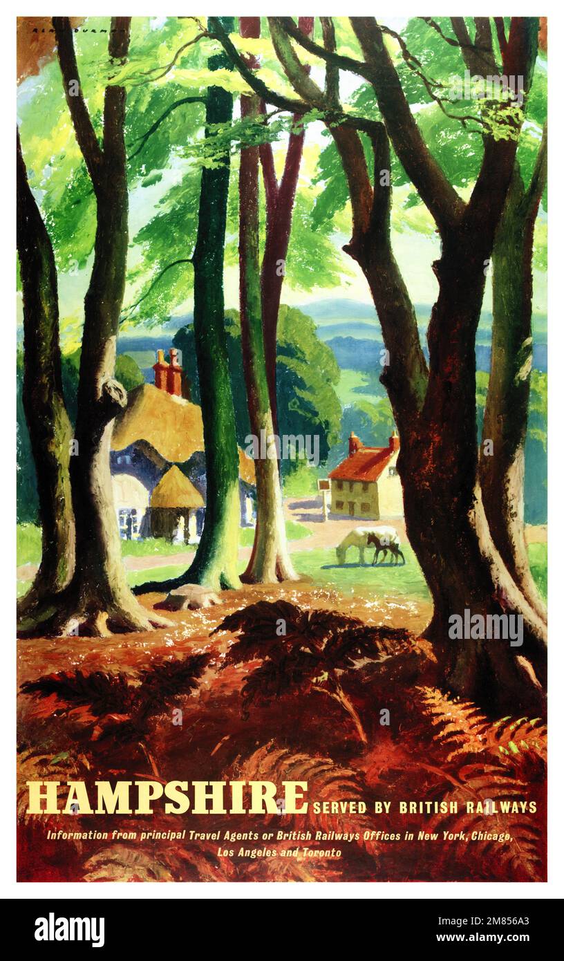 Hampshire. Ferrovie britanniche di Alan Durman (1905-1963). Poster pubblicato nel 1962 nel Regno Unito. Foto Stock