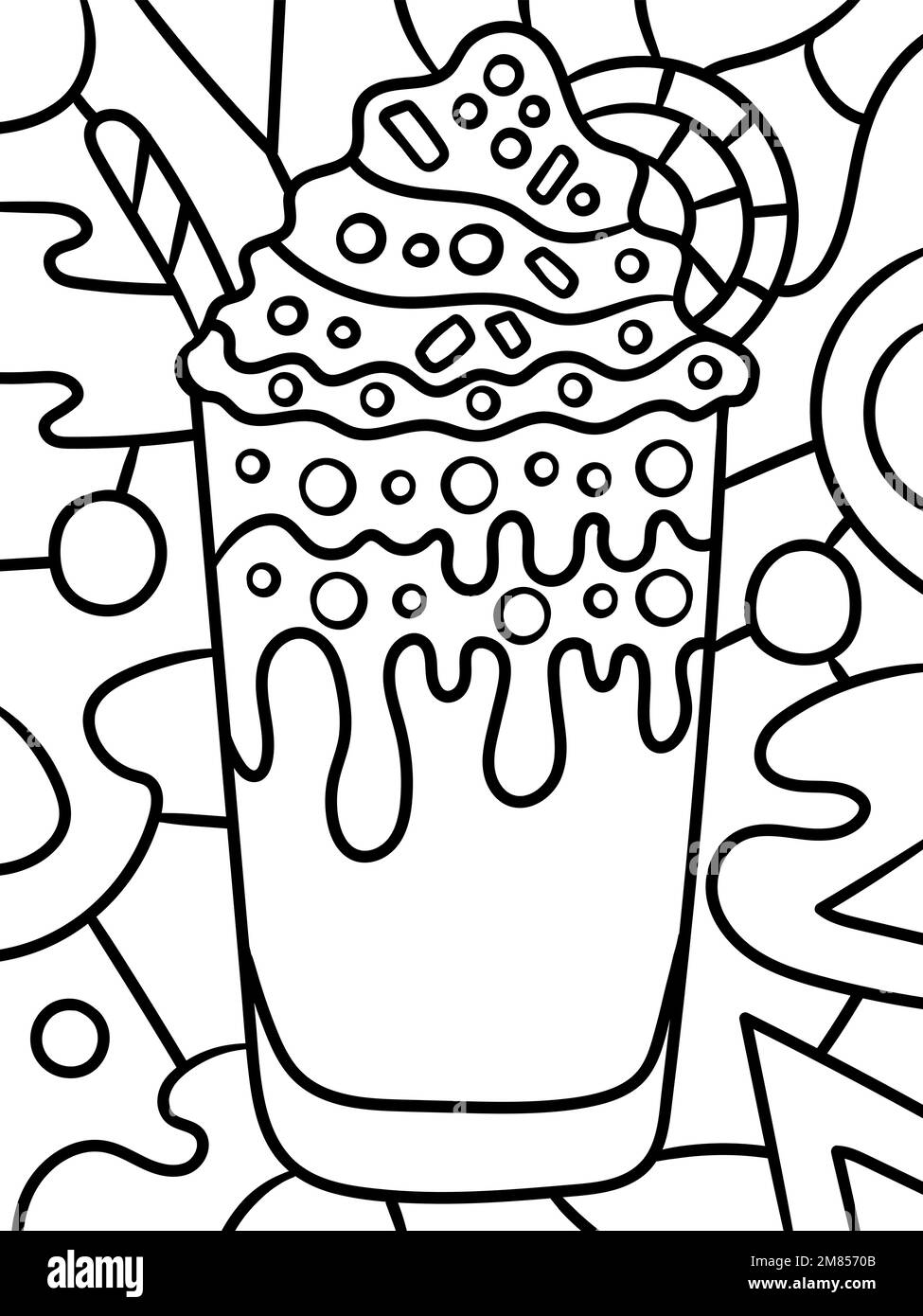 Smoothie Sweet Food colorazione pagina per bambini Illustrazione Vettoriale