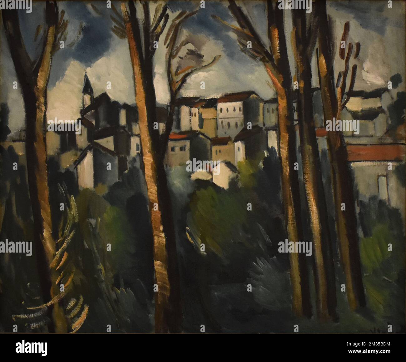Maurice Vlaminck (1876-1958). Villaggio visto attraverso alberi. 1914. Statens Museum for Kunst. Kopenhagen, Dänemark. Foto Stock