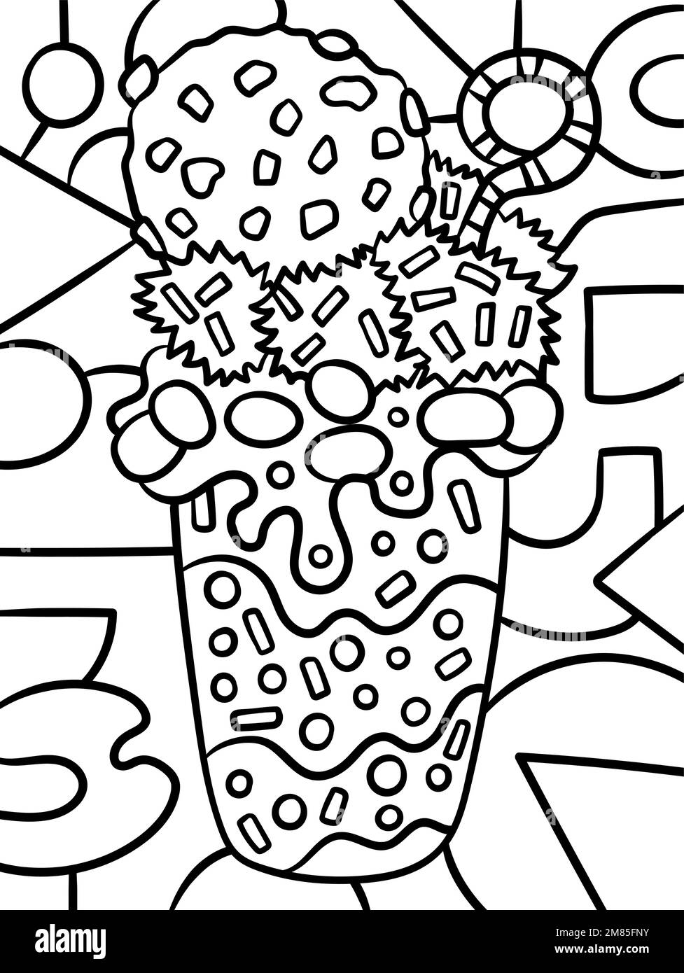 Smoothie Sweet Food colorazione pagina per bambini Illustrazione Vettoriale