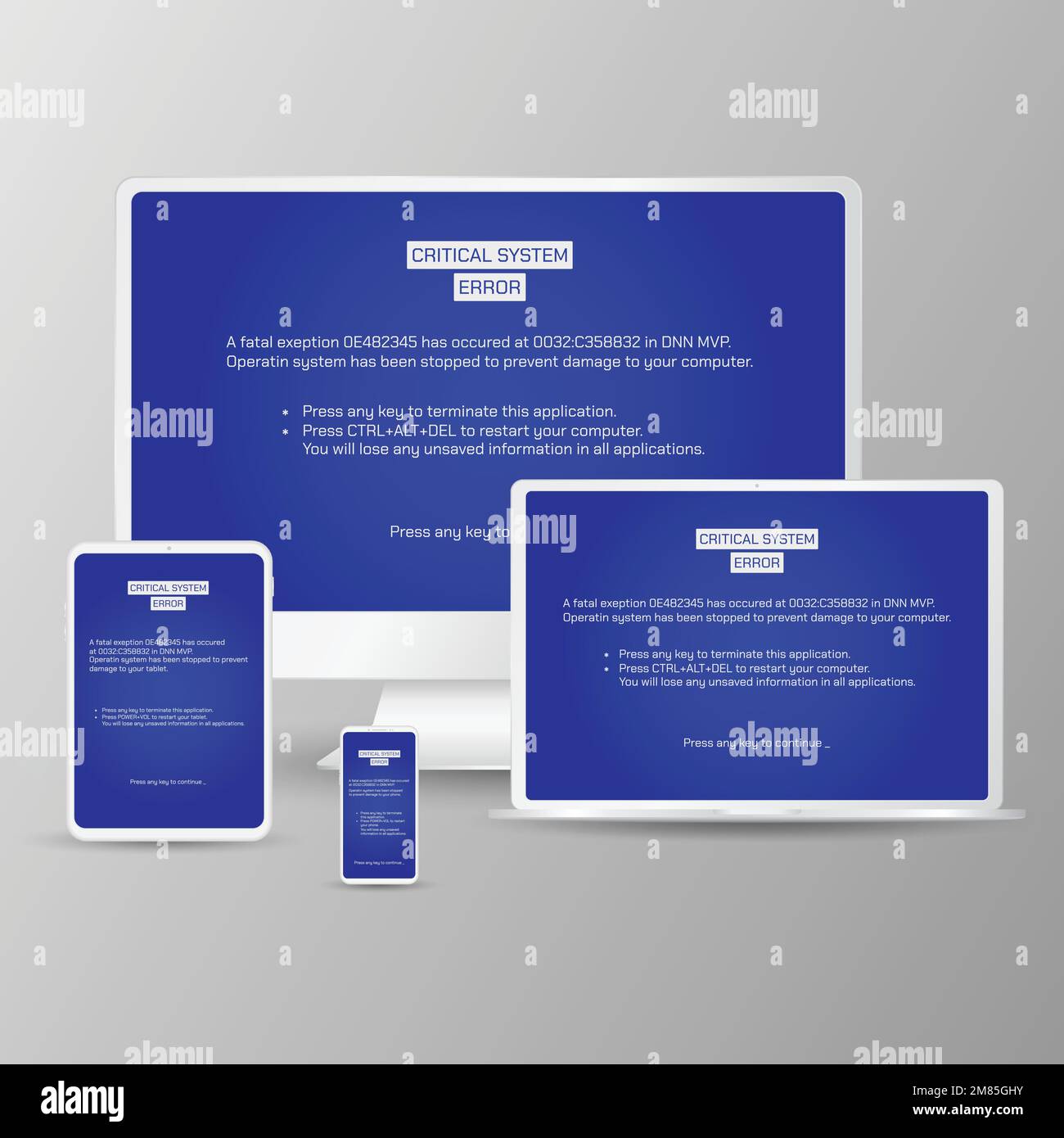 Errore di sistema gadget digitali personalizzati Illustrazione Vettoriale