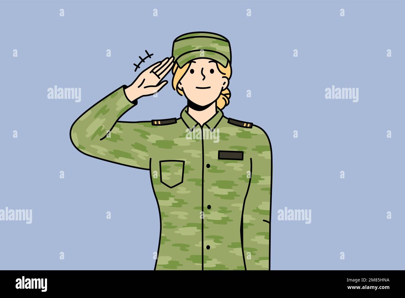 Soldato femminile in uniforme cachi saluta. Donna che serve in esercito  facendo mano gesto mostrare rispetto e saluto. Concetto di servizio militare.  Illustrazione vettoriale Immagine e Vettoriale - Alamy