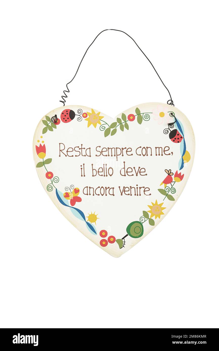 Placca in tessuto, legno, acciaio da appendere con dedizione. Idea regalo, Natale, Pasqua e San Valentino Foto Stock