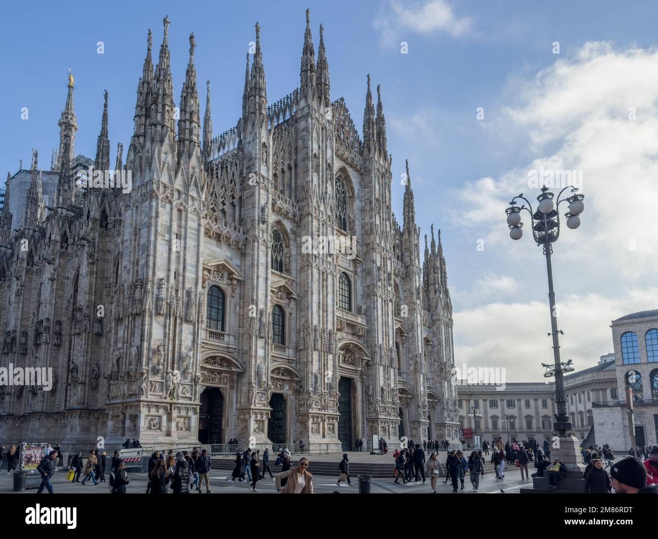 Una bella vista sul Duomo di Milano, facciata, Italia Foto Stock