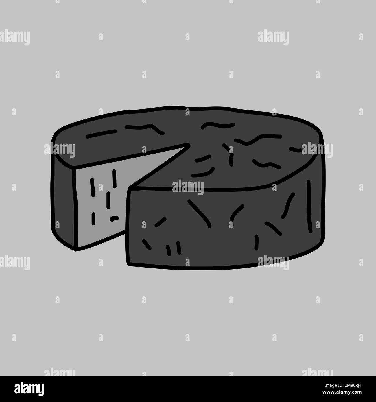 Formaggio morbido con muffa isolata in scala di grigi icona. Animale di fattoria segno. Simbolo grafico per il design del sito Web, il logo, l'app e l'interfaccia utente. Illustrazione vettoriale Illustrazione Vettoriale