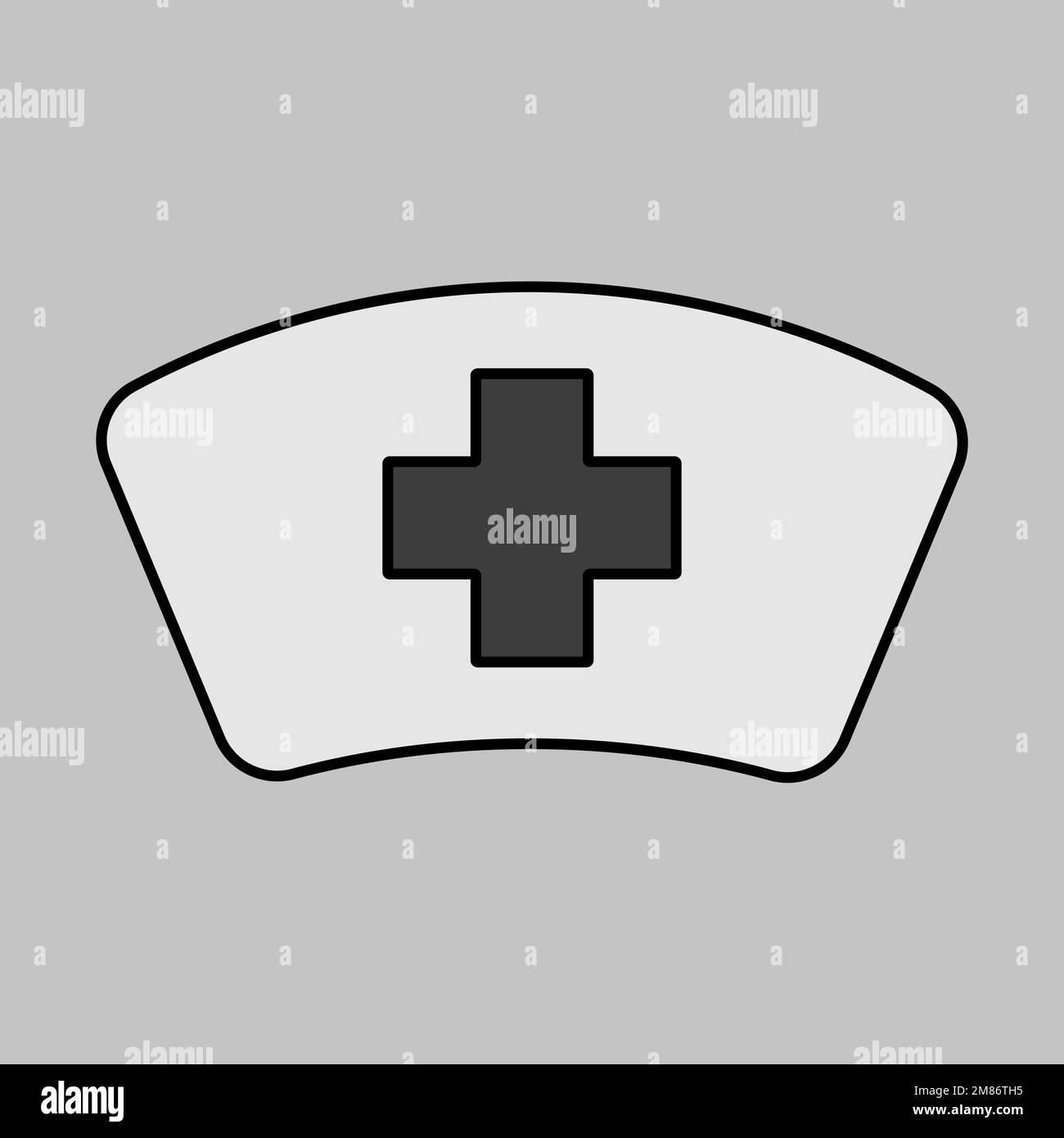 Icona della scala di grigi del vettore infermiera Hat. Medicina e assistenza sanitaria, cartello di supporto medico. Simbolo grafico per il sito Web medico e il design, il logo, l'app e l'interfaccia utente Illustrazione Vettoriale