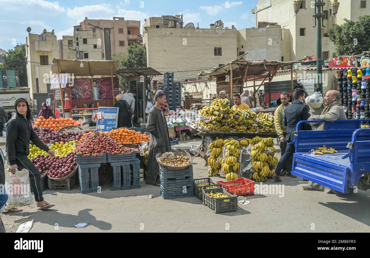 Strassenverkauf, Obst und Gemüse, Kairo, Ägypten Foto Stock