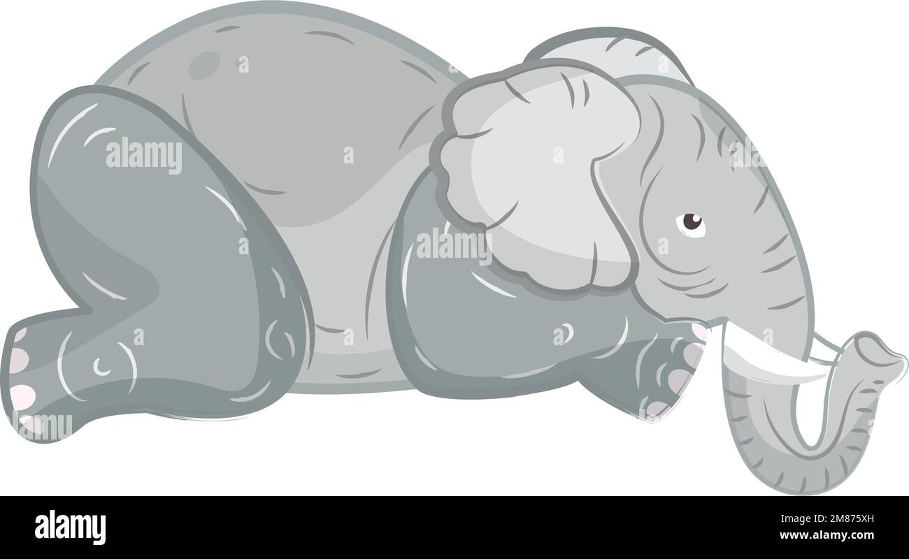Isolato carino elefante colorato schizzo Vector Illustrazione Vettoriale