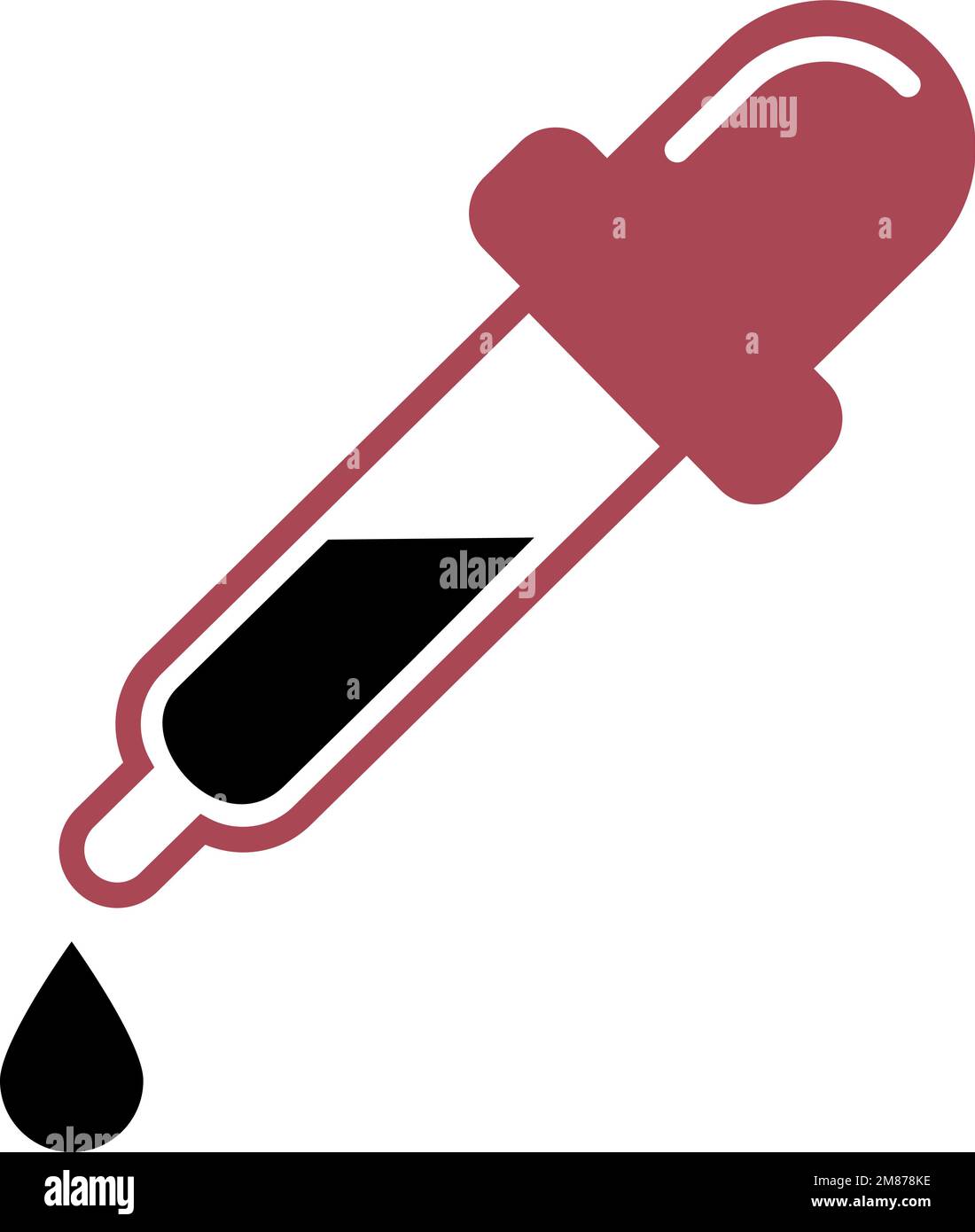 Icona pipetta. Liquido nero nello strumento di gocciolamento Illustrazione Vettoriale