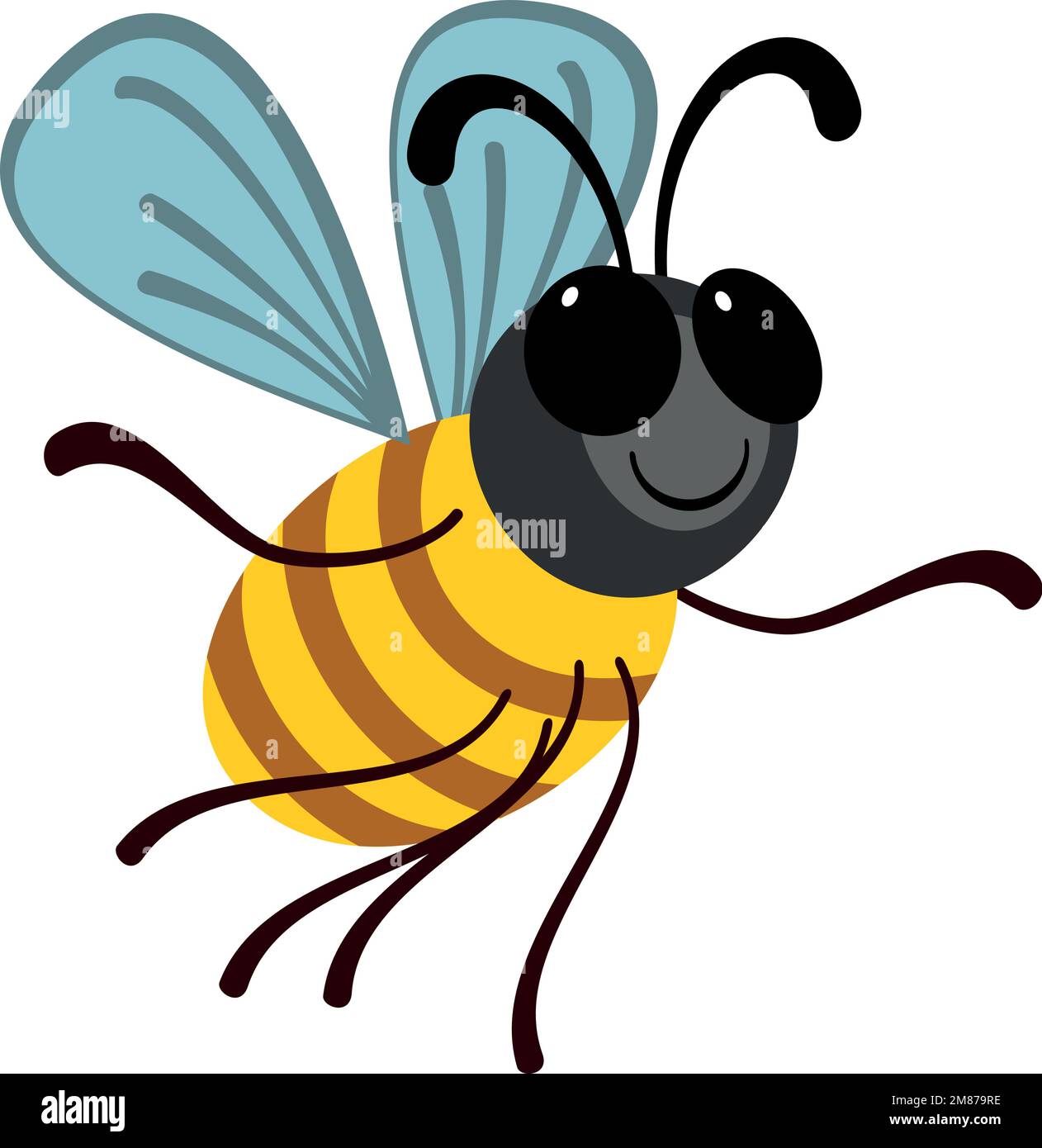 Personaggio delle api dei cartoni animati. Icona sorridente di un bug volante Illustrazione Vettoriale