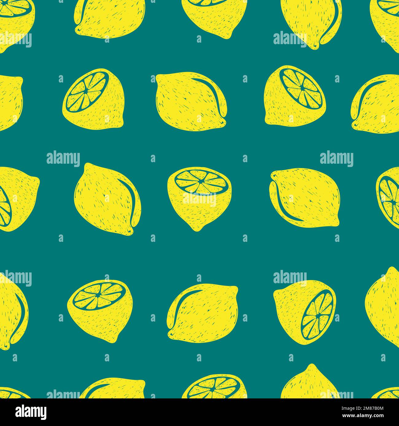 Motivo senza cuciture per i limoni Doodle. Sfondo vettoriale di frutta. Illustrazione Vettoriale