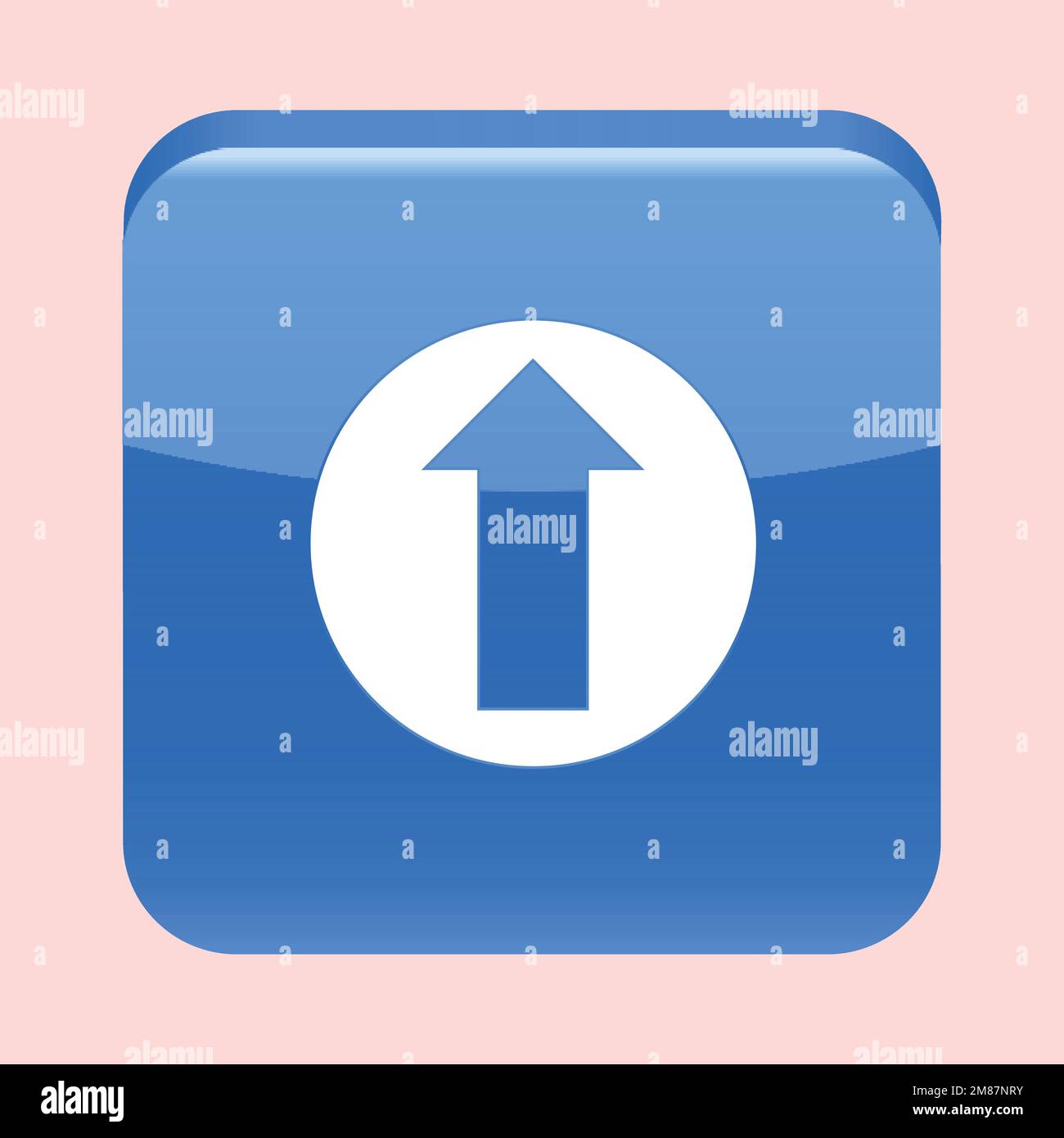 Icona vettore freccia su. Questo simbolo piatto arrotondato è disegnato di colore blu su sfondo bianco. Illustrazione Vettoriale