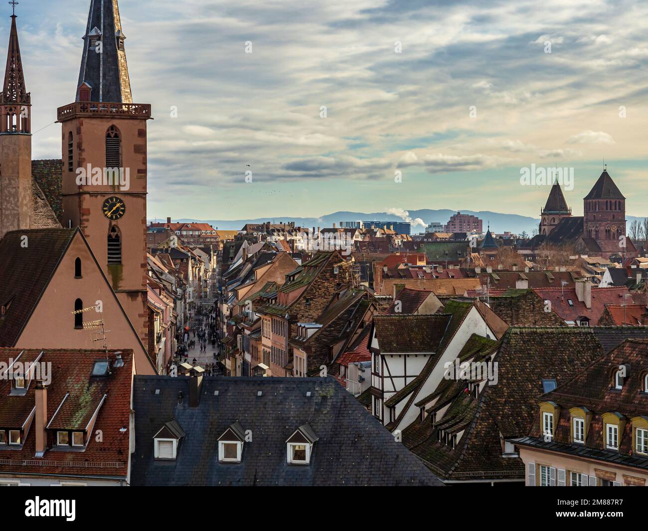 Centro storico di Strasburgo panoramica dal punto più alto. Francia. Foto Stock