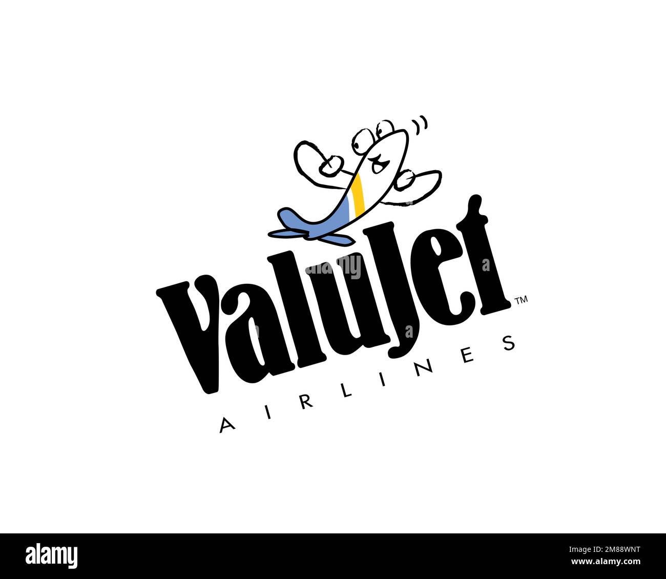 Linea aerea ValuJet, logo ruotato, sfondo bianco Foto Stock