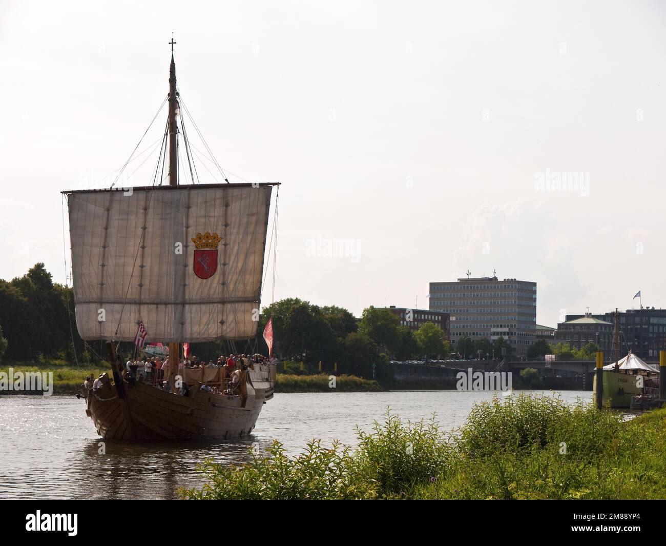 Il Cog Roland anseatico di Brema sul Weser, Brema, Germania Foto Stock