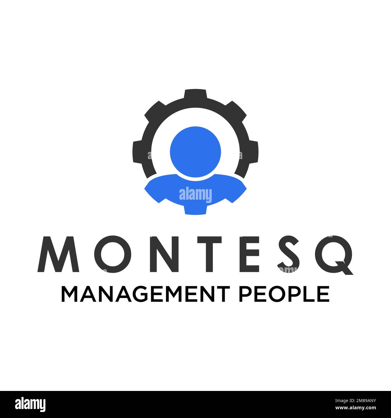 Semplice umano o corpo con gli ingranaggi intorno immagine grafica icona logo disegno astratto concetto vettoriale stock. relativo alla gestione o alle persone Illustrazione Vettoriale