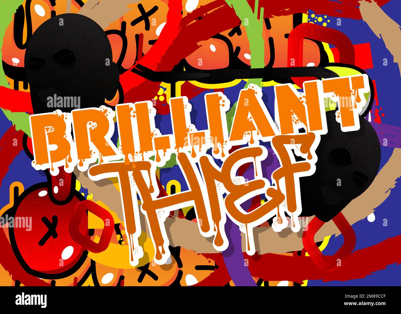 Ladro brillante. Tag Graffiti. Decorazione astratta di arte di strada moderna eseguita in stile pittura urbana. Illustrazione Vettoriale