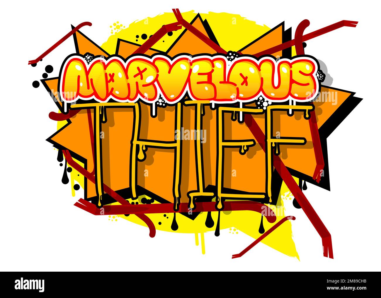 Ladro meraviglioso. Tag Graffiti. Decorazione astratta di arte di strada moderna eseguita in stile pittura urbana. Illustrazione Vettoriale