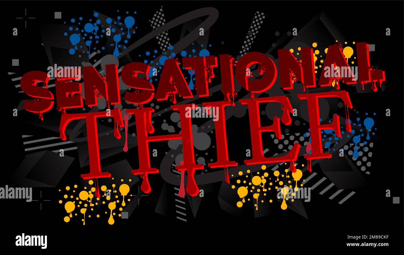 Ladro sensazionale. Tag Graffiti. Decorazione astratta di arte di strada moderna eseguita in stile pittura urbana. Illustrazione Vettoriale