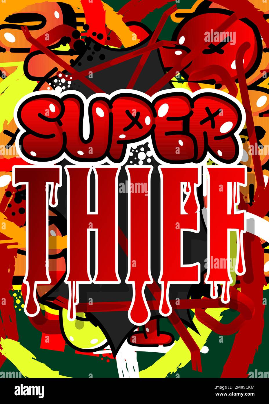 Super Ladro. Tag Graffiti. Decorazione astratta di arte di strada moderna eseguita in stile pittura urbana. Illustrazione Vettoriale