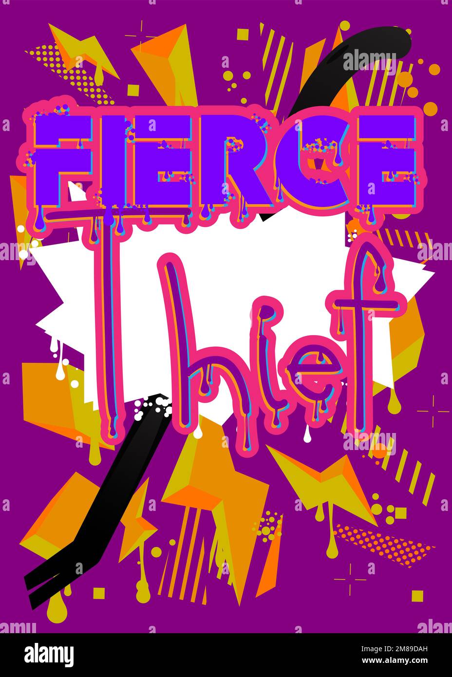 Ladro feroce. Tag Graffiti. Decorazione astratta di arte di strada moderna eseguita in stile pittura urbana. Illustrazione Vettoriale