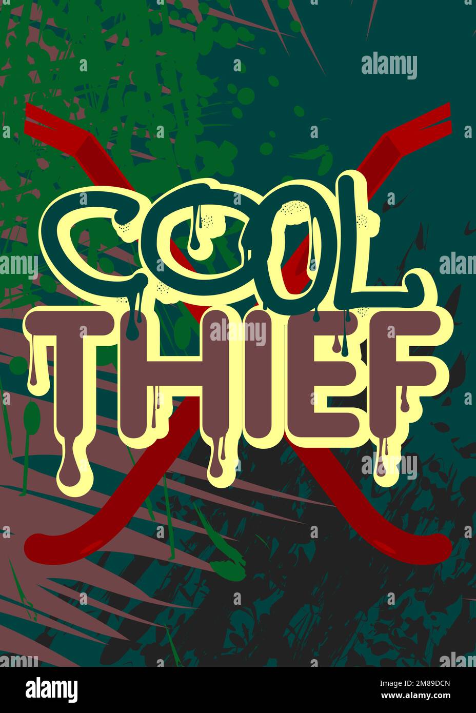 Cool Ladro. Tag Graffiti. Decorazione astratta di arte di strada moderna eseguita in stile pittura urbana. Illustrazione Vettoriale