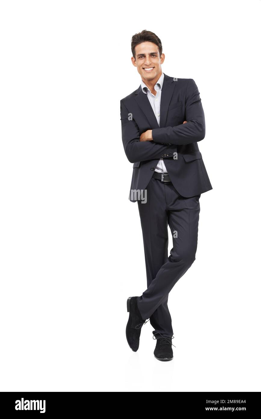 HES ha ottenuto la massima fiducia nel vostro copyspace. Ritratto completo di un giovane uomo d'affari sicuro che guarda il copyspace. Foto Stock