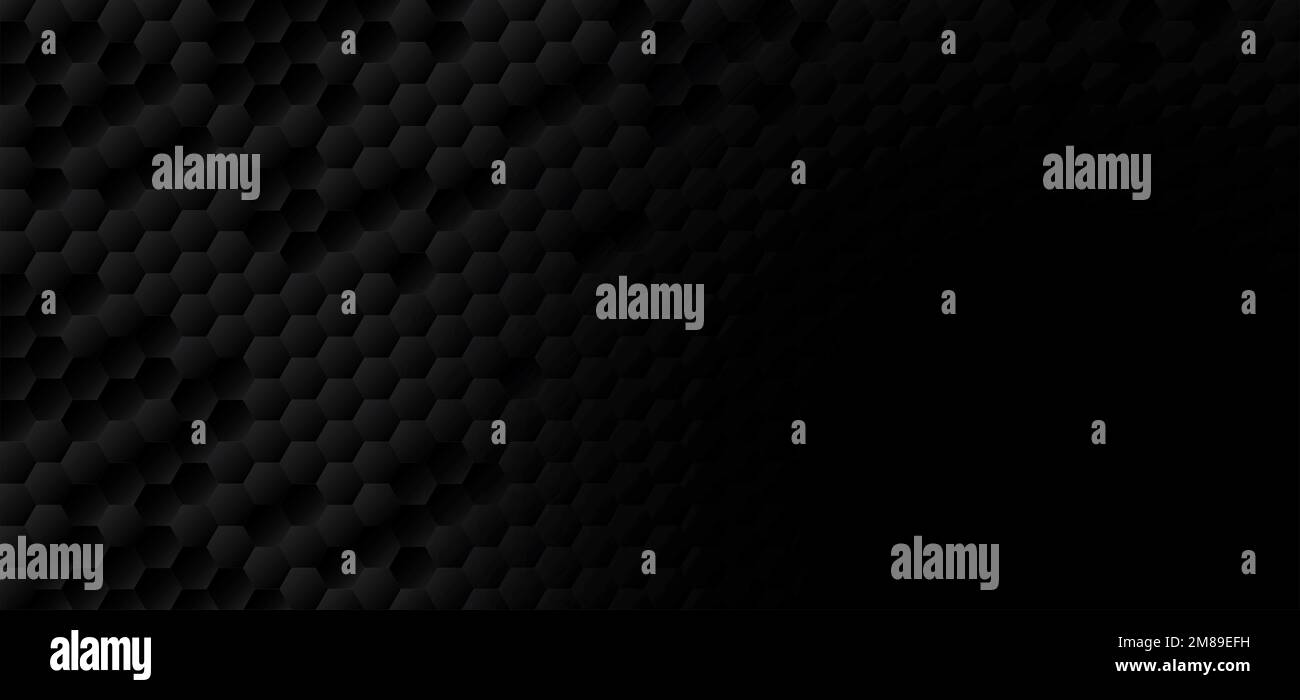 Forma a nido d'ape sfondo nero hanno spazio di copia, poligono pattern, luce e ombra su sfondo scuro, goffrato Hexagon Foto Stock