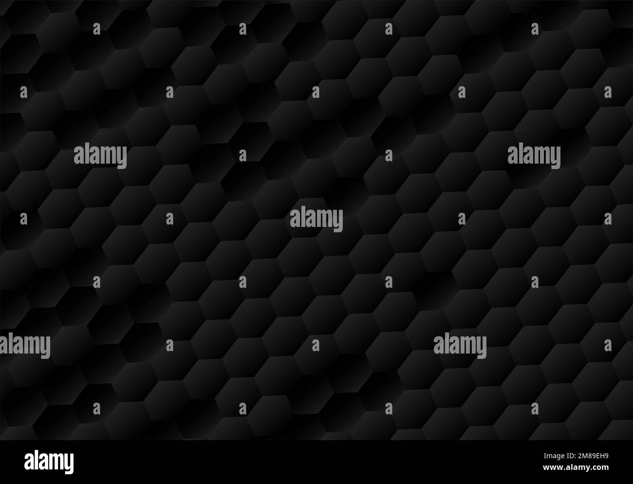 Forma a nido d'ape sfondo nero hanno spazio di copia, poligono pattern, luce e ombra su sfondo scuro, goffrato Hexagon Foto Stock
