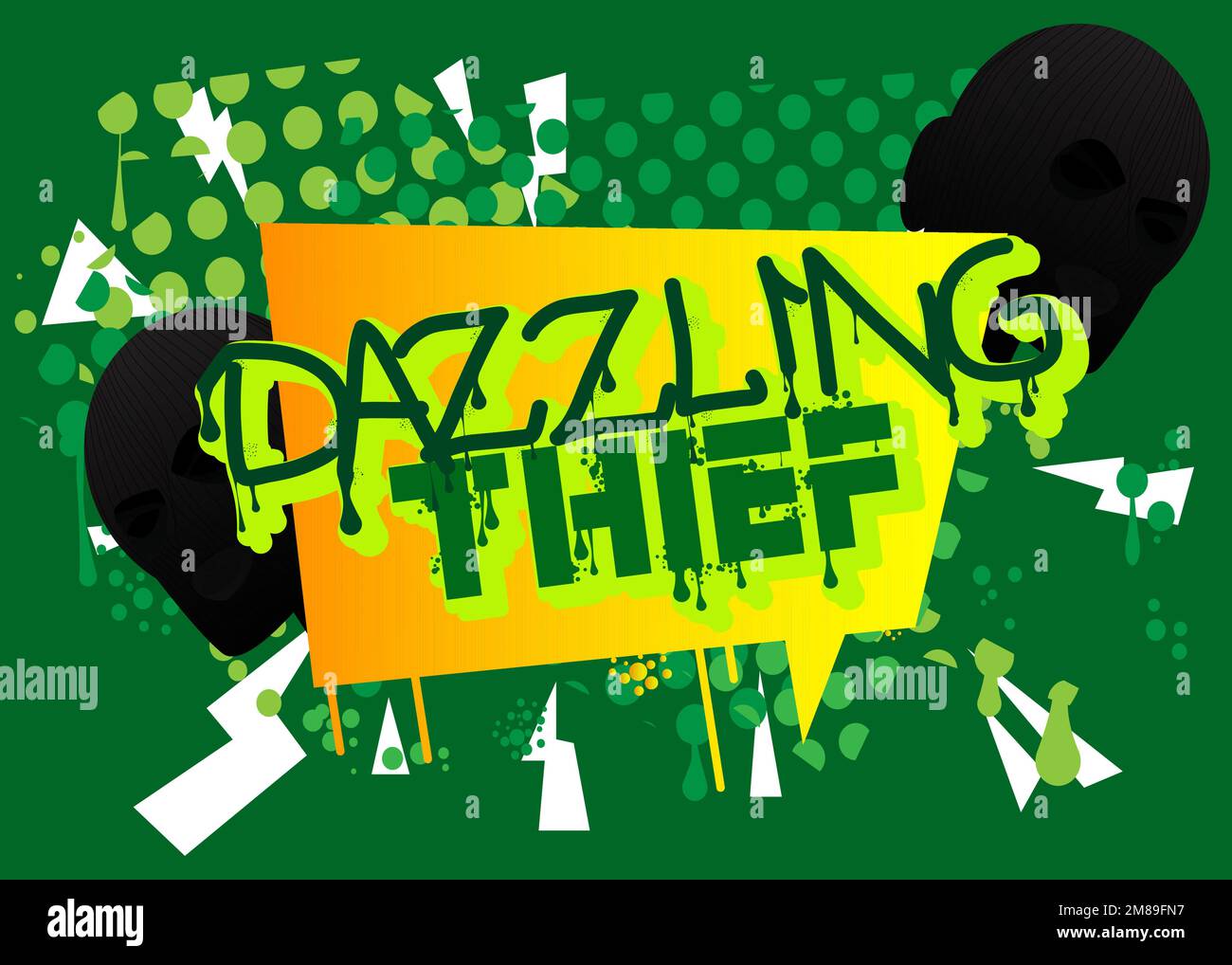 Ladro abbagliante. Tag Graffiti. Decorazione astratta di arte di strada moderna eseguita in stile pittura urbana. Illustrazione Vettoriale