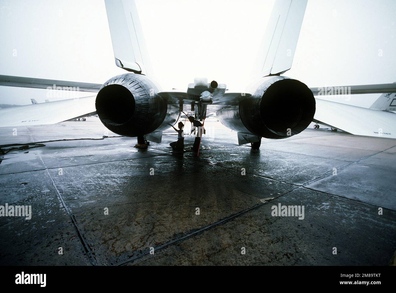 I capitani aerei femminili ispezionano un aereo F-14A Tomcat sulla linea di combattimento. Paese: Sconosciuto Foto Stock