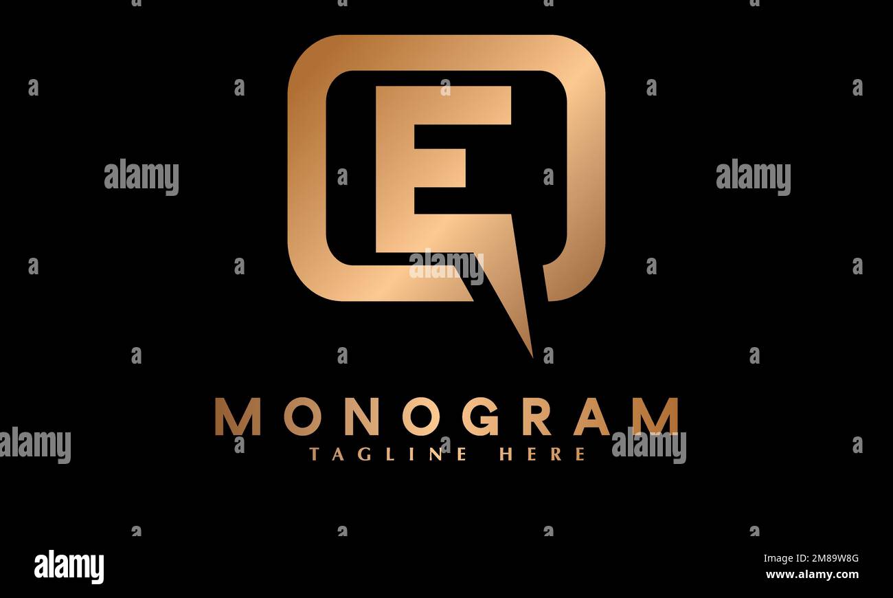 Alfabeto e chat lettera moderna astratto monogramma modello di logo vettore Illustrazione Vettoriale