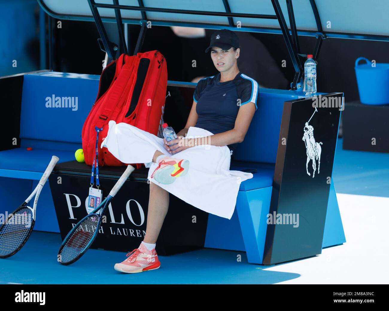 Melbourne Park 13/1/2023. Ajla TOMLJANOVIC (AUS) in azione durante la pratica all'Australian Open 2023. Corleve/Alamy Live News Foto Stock