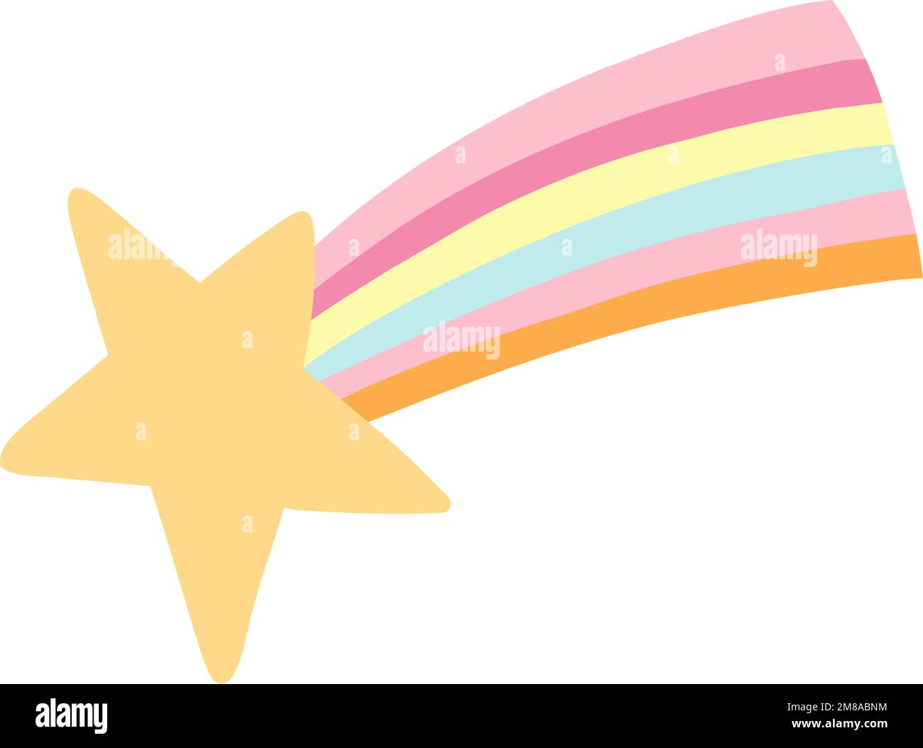 Stella cadente disegnata a mano in stile piatto. Illustrazione vettoriale della stella del cartone animato, icona carina della stanza dei bambini Illustrazione Vettoriale