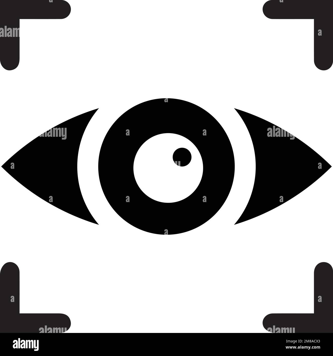 Un disegno vettoriale dell'icona del bersaglio di tracciamento degli occhi su uno sfondo bianco Illustrazione Vettoriale
